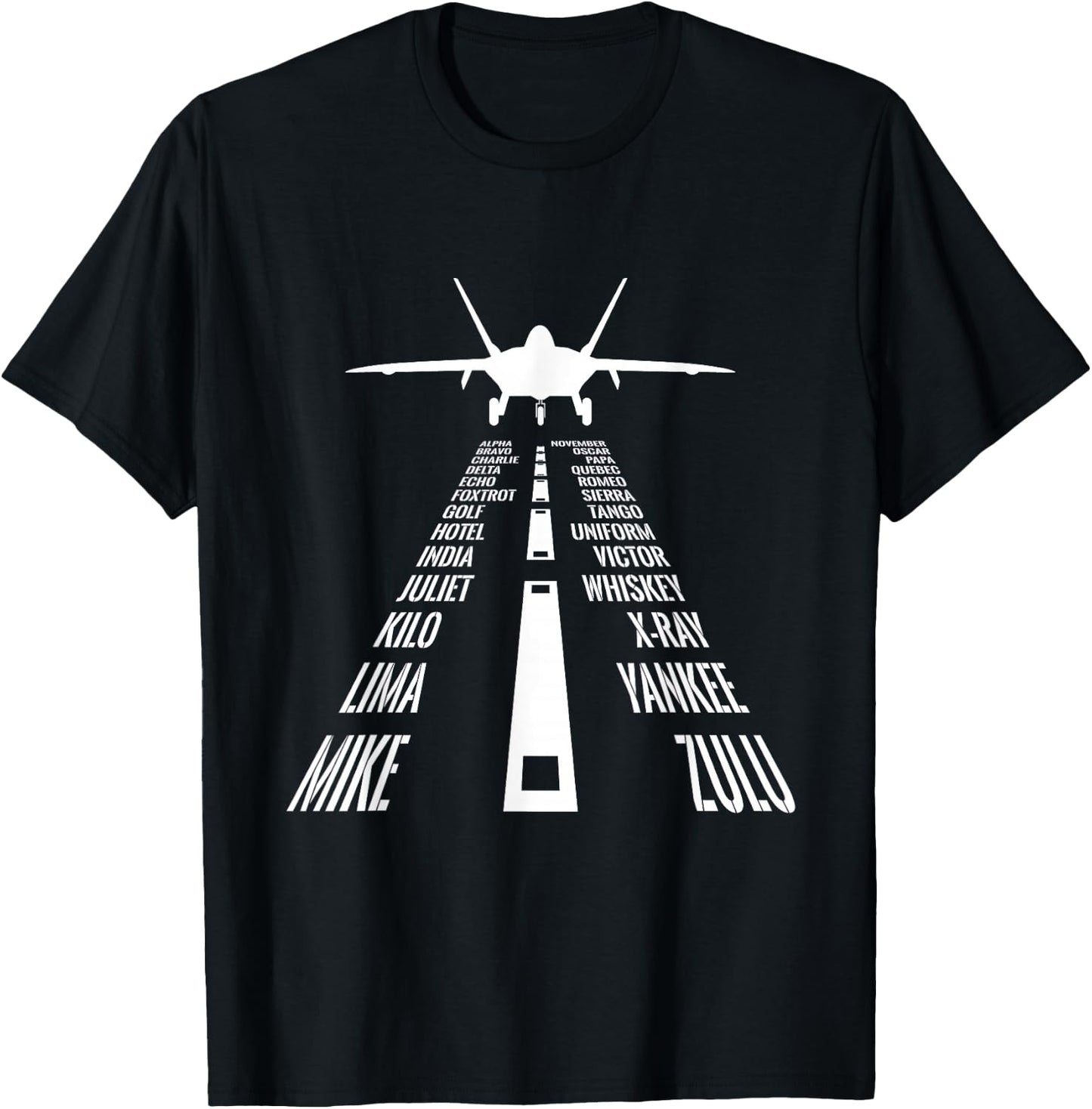 THE SALTY VETERAN F-22 Raptor Pilot Phonetic Alphabet Runway - Black, Men's Medium T-Shirt - T-Shirt | Black