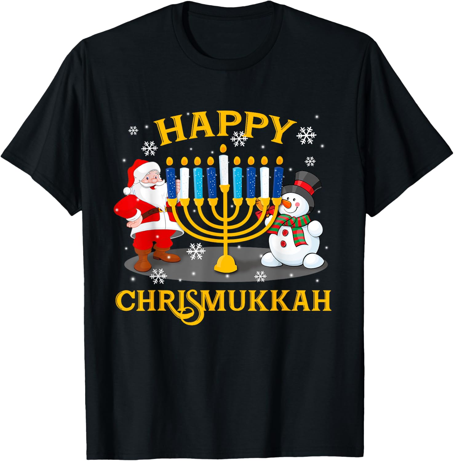 Happy Chrismukkah Funny Hanukkah Christmas Jewis Gifts Xmas T-Shirt - T-Shirt | Black