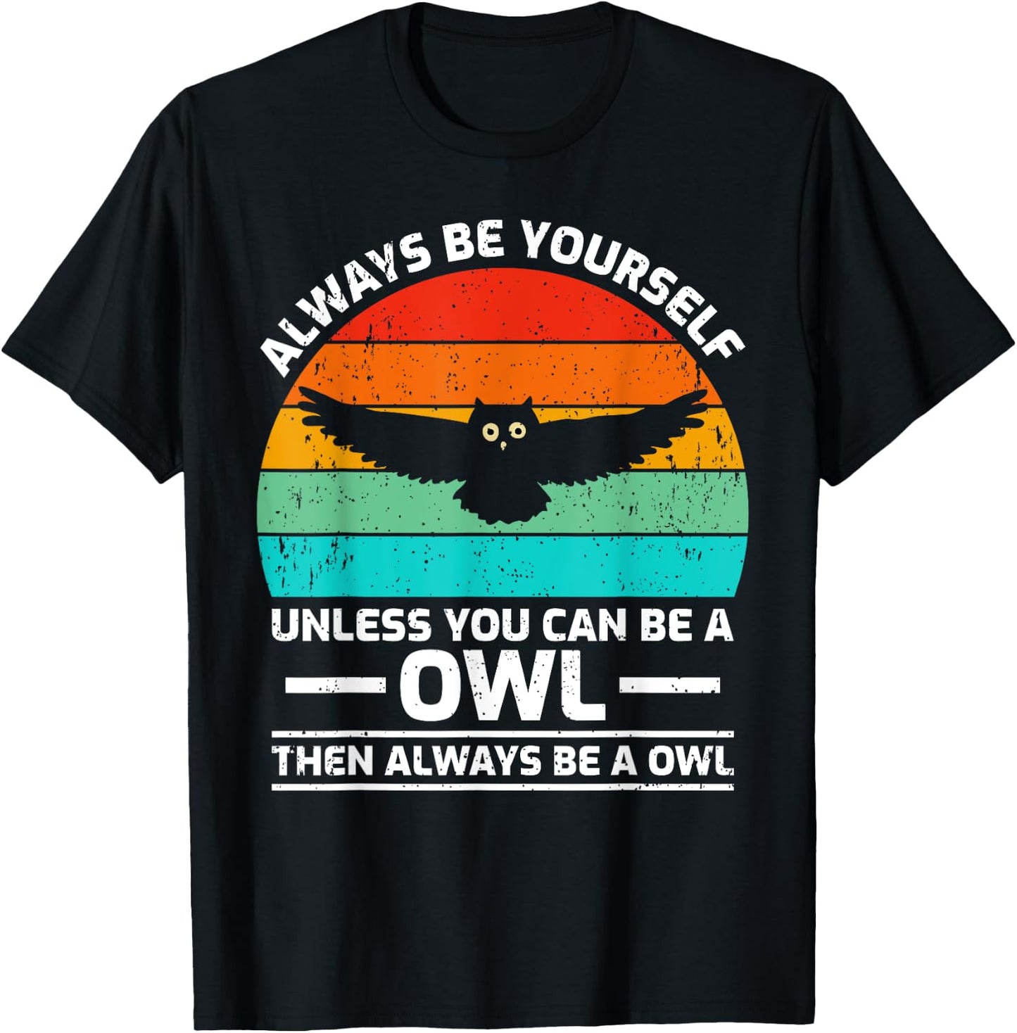 Vintage Owl Bird Lover Retro Cute Owl T-Shirt - T-Shirt | Black