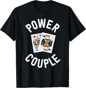 Gifts for Card Players Women Power Couple King Queen T-Shirt - T-Shirt | Black
