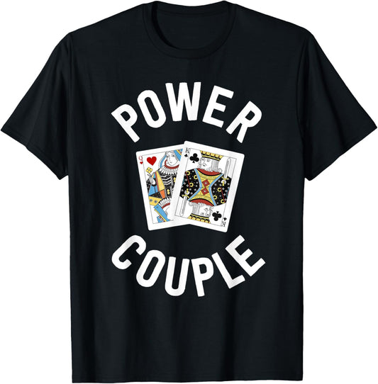 Gifts for Card Players Women Power Couple King Queen T-Shirt - T-Shirt | Black