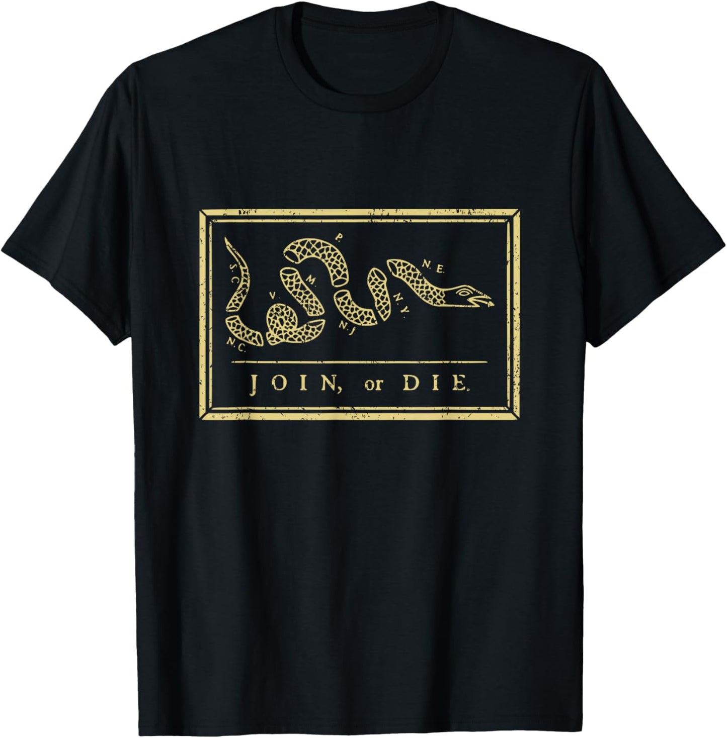 Join Or Die American History Shirt 1754 Thirteen Colonies T-Shirt - T-Shirt | Black