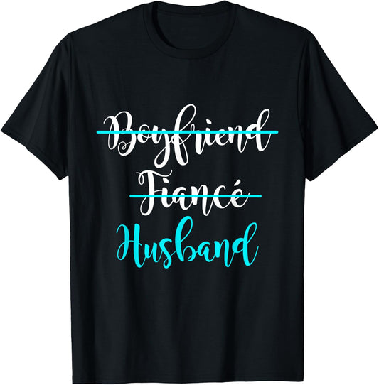 Boyfriend, Fiance, Husband Shirt Groom Wedding Gift Couple T-Shirt - T-Shirt | Black