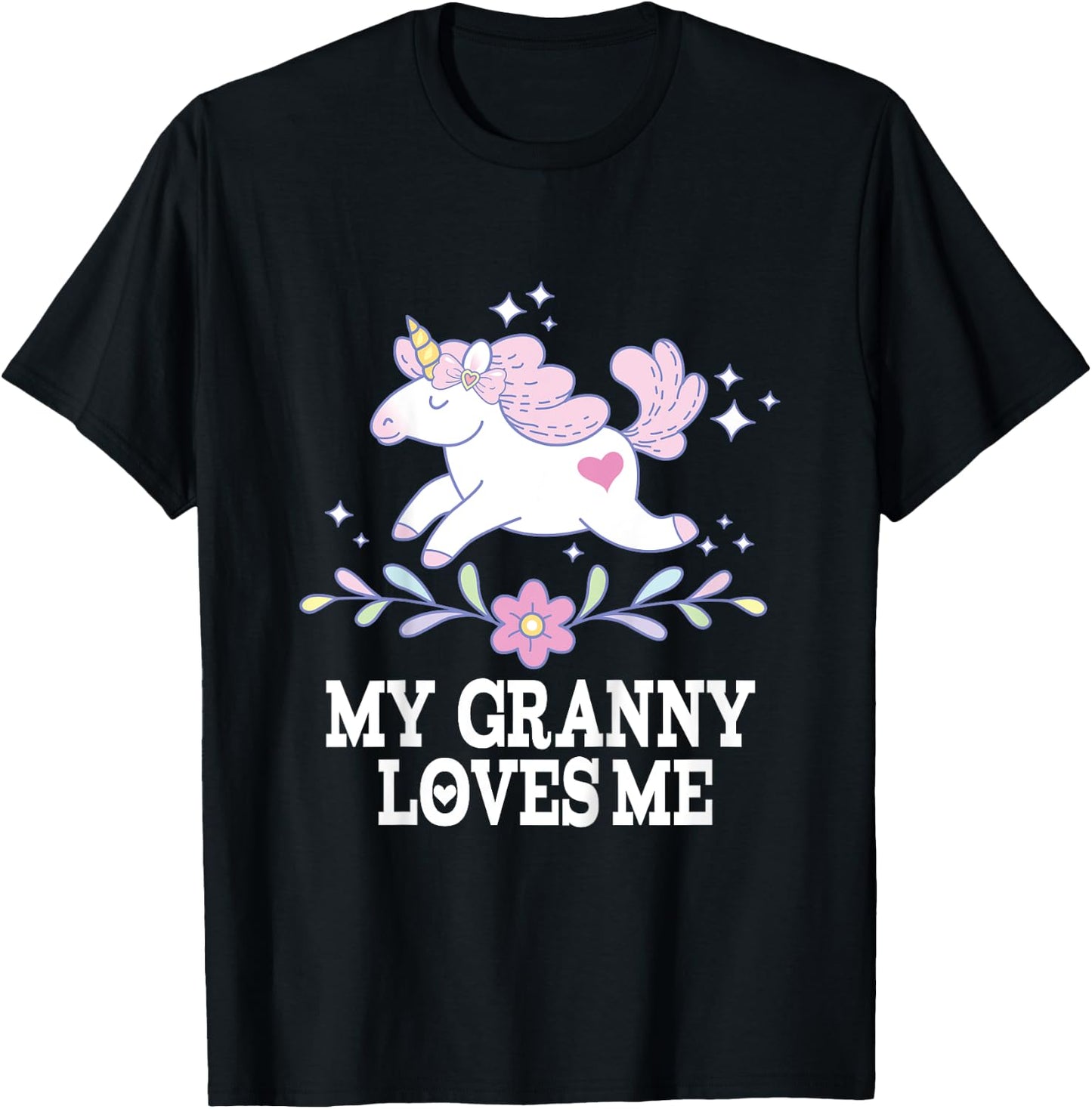 My Granny Loves Me Granddaughter Girl Unicorn T-Shirt - T-Shirt | Black