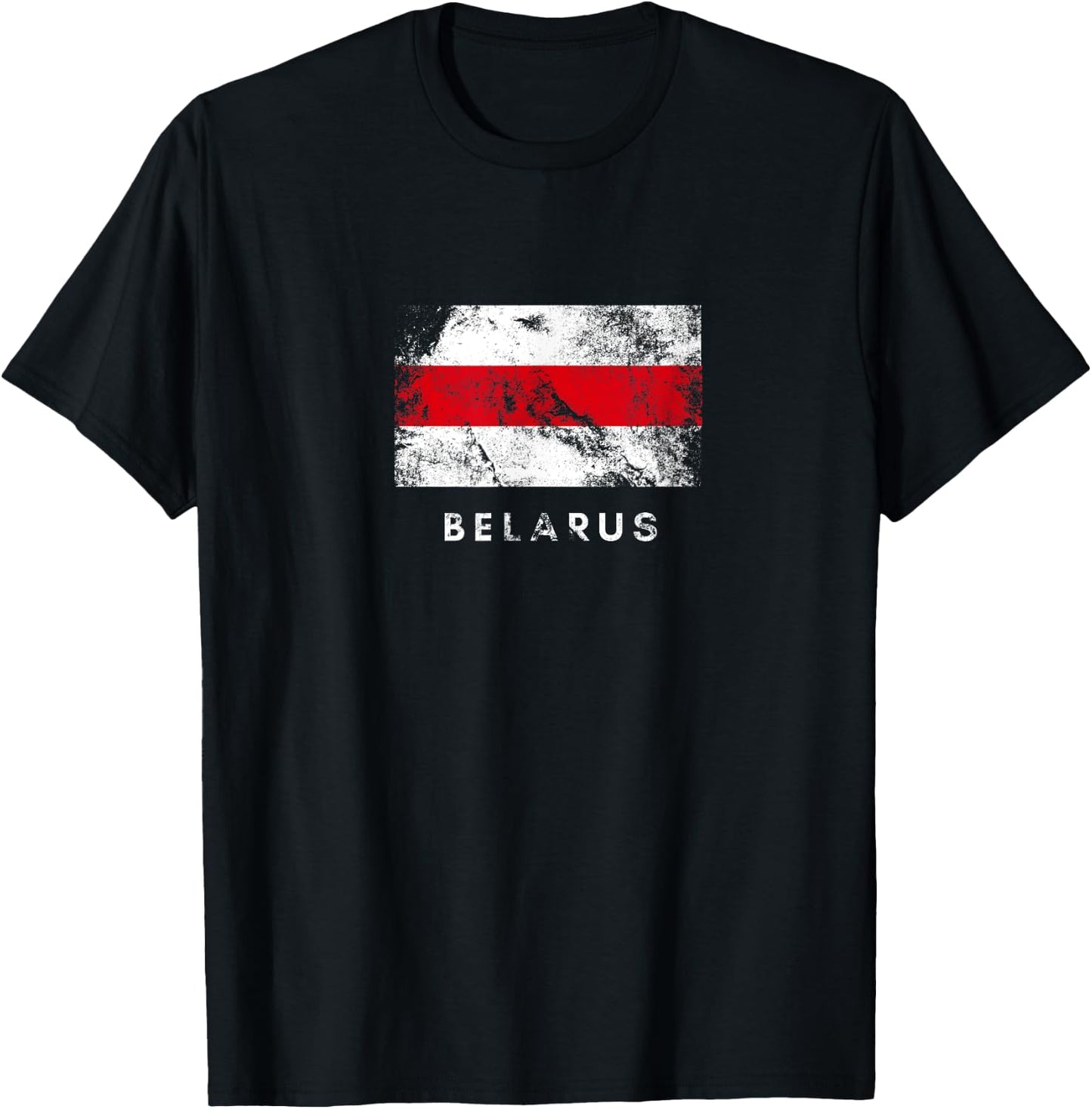 Classic Belarus Flag White Red White Crunge T-Shirt - T-Shirt | Black