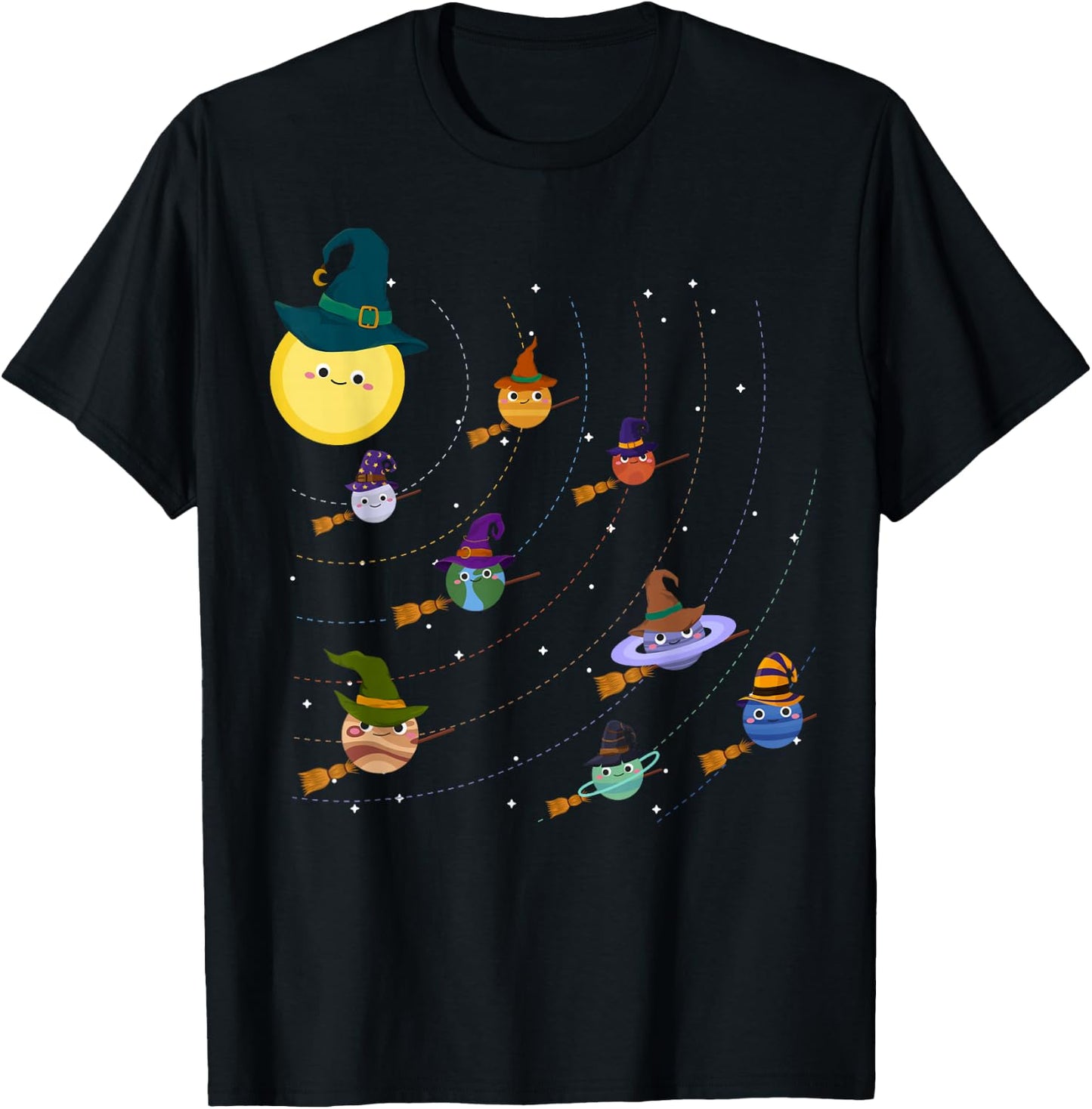 Funny Halloween Solar System Witch Planets - Space Astronaut T-Shirt - T-Shirt | Black