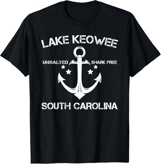 LAKE KEOWEE SOUTH CAROLINA Funny Fishing Camping Summer Gift Women Kids T-Shirt - T-Shirt | Black