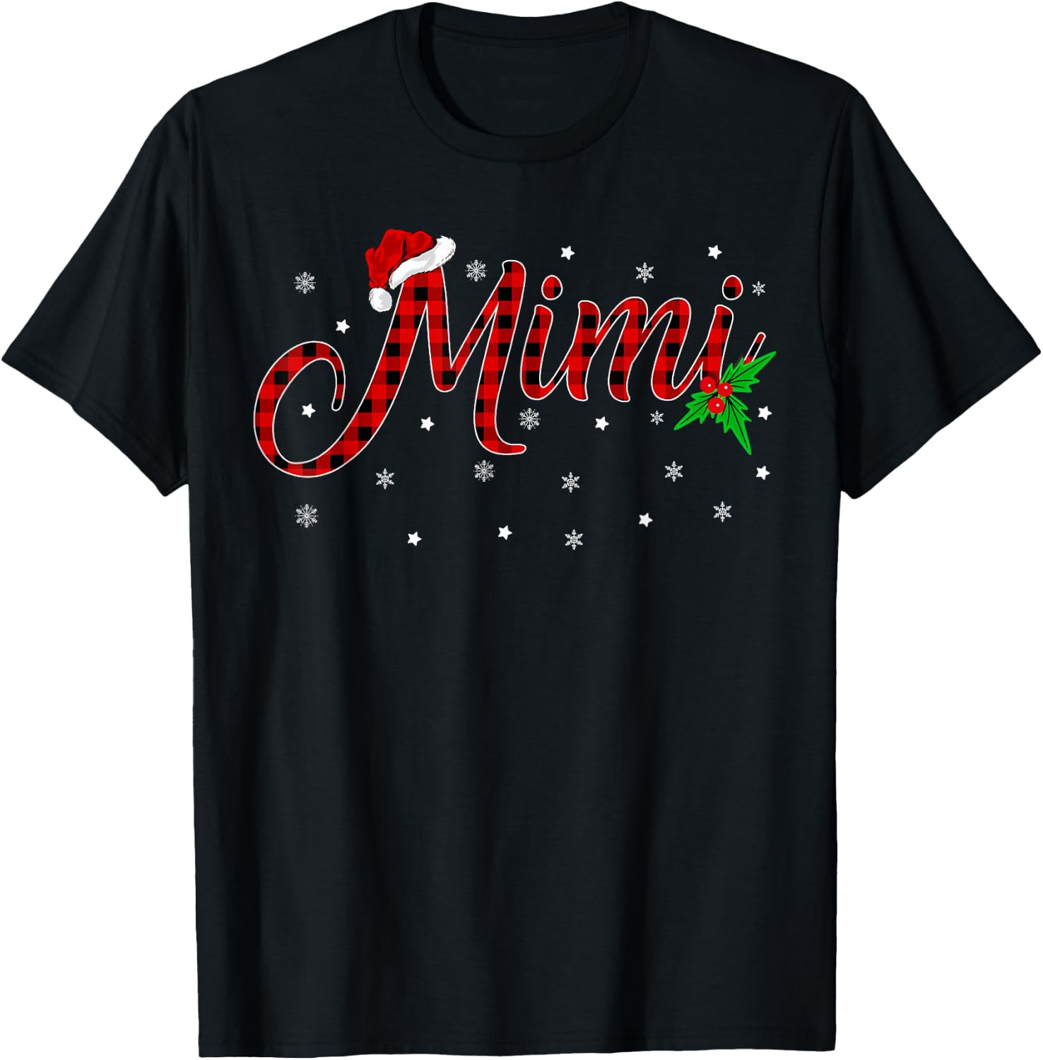 Funny Matching Family Buffalo Plaid Mimi Christmas Pajama T-Shirt - T-Shirt | Black