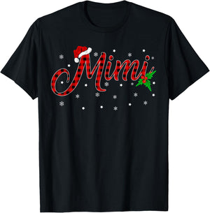 Funny Matching Family Buffalo Plaid Mimi Christmas Pajama T-Shirt - T-Shirt | Black