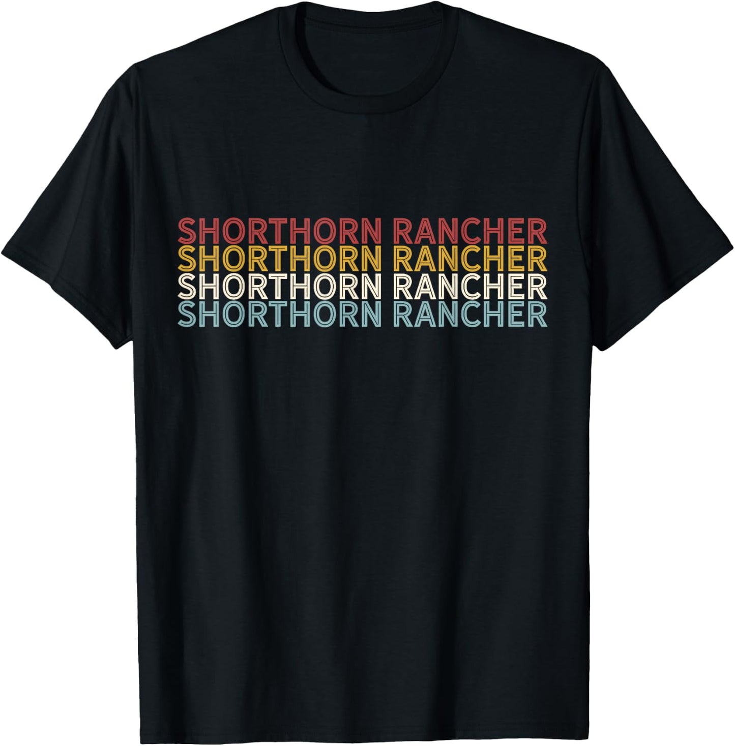 Cattle - Vintage Cow SHORTHORN Rancher T-Shirt - T-Shirt | Black