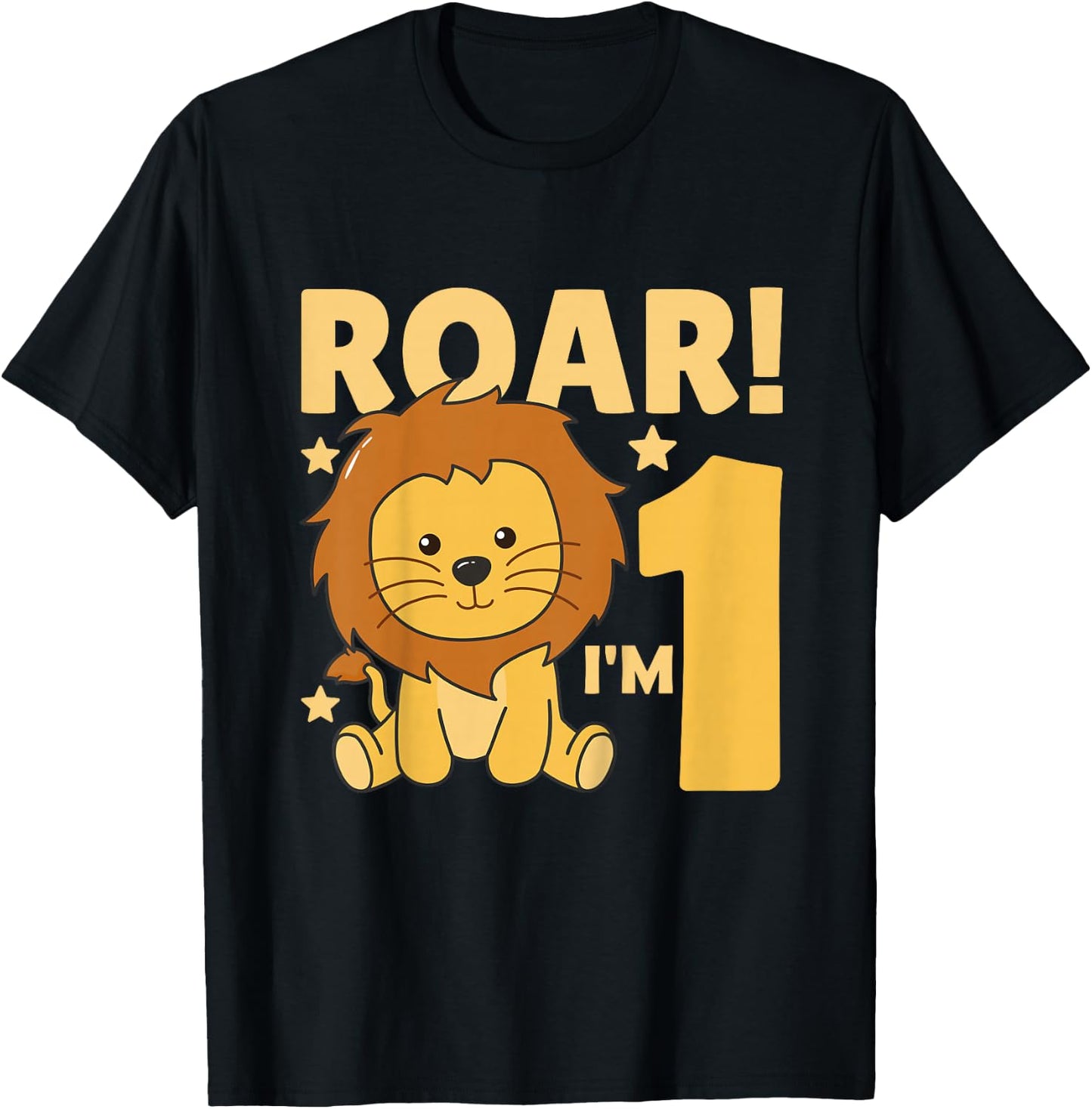 Kids 1st Birthday Lion 1 Year Old Cub Lion T-Shirt - T-Shirt | Black