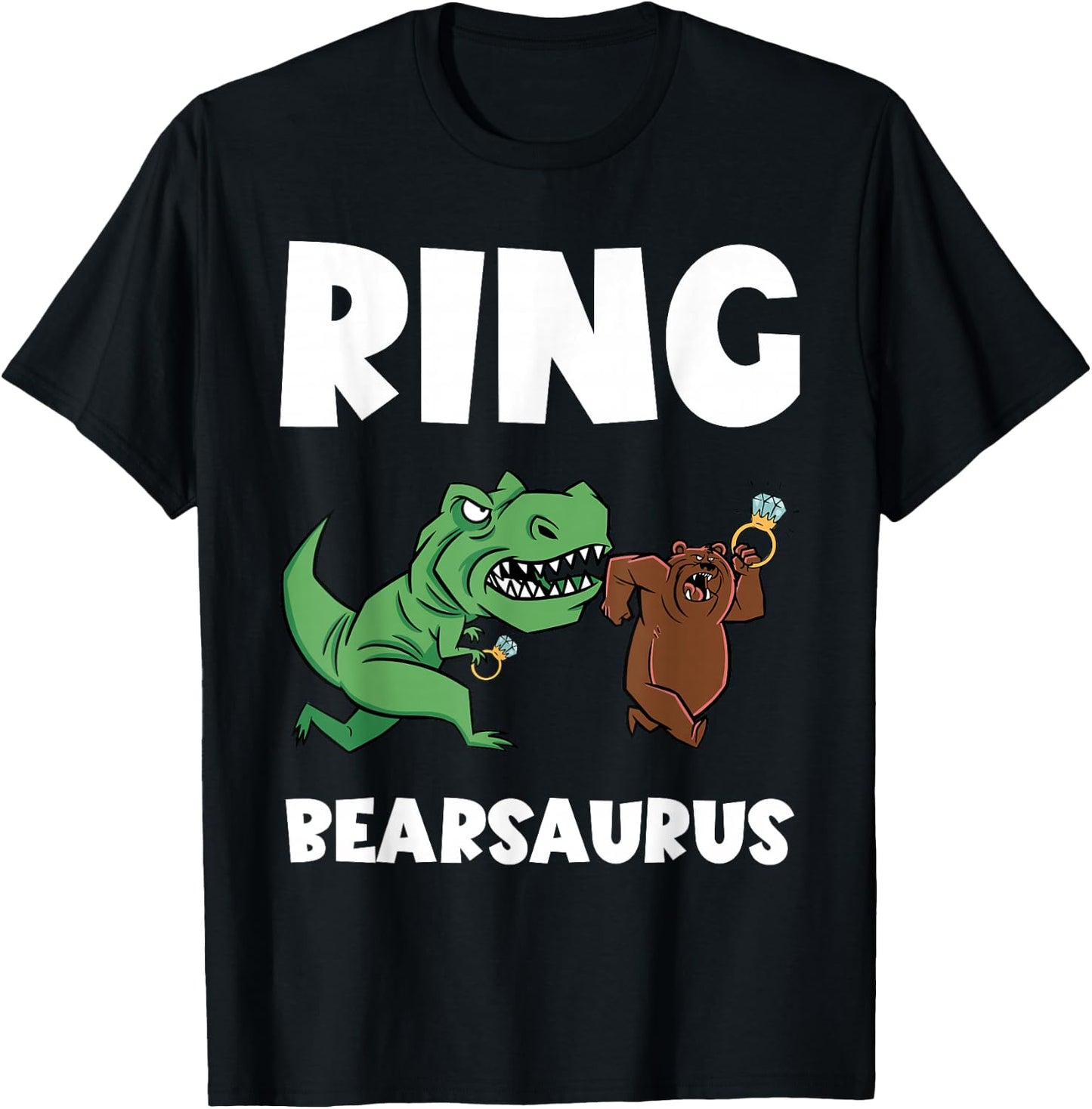 Funny Ring Bearer Security Bear Dino Wedding Party Ring T-Shirt - T-Shirt | Black
