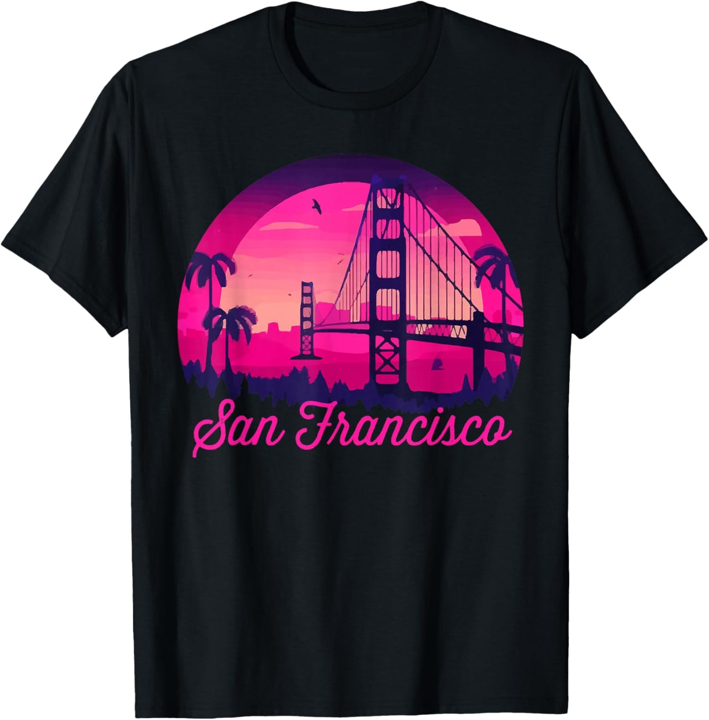 San Francisco Vintage California Skyline Bridge T-Shirt - T-Shirt | Black