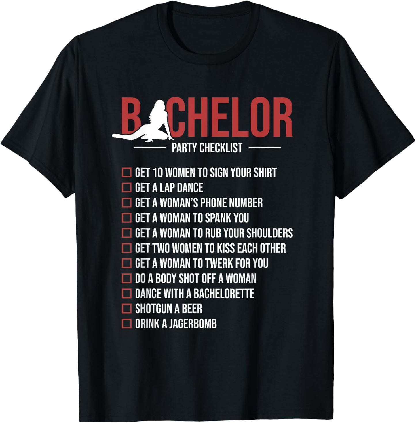 Bachelor Party Checklist Funny Groom Bachelor Party T-Shirt - T-Shirt | Black