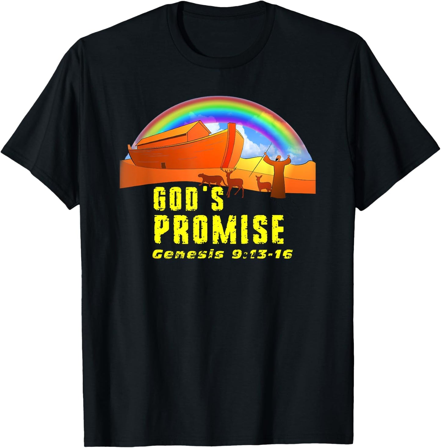 The Rainbow is God's Promise to Earth Genesis 9:13-16 T-Shirt - T-Shirt | Black