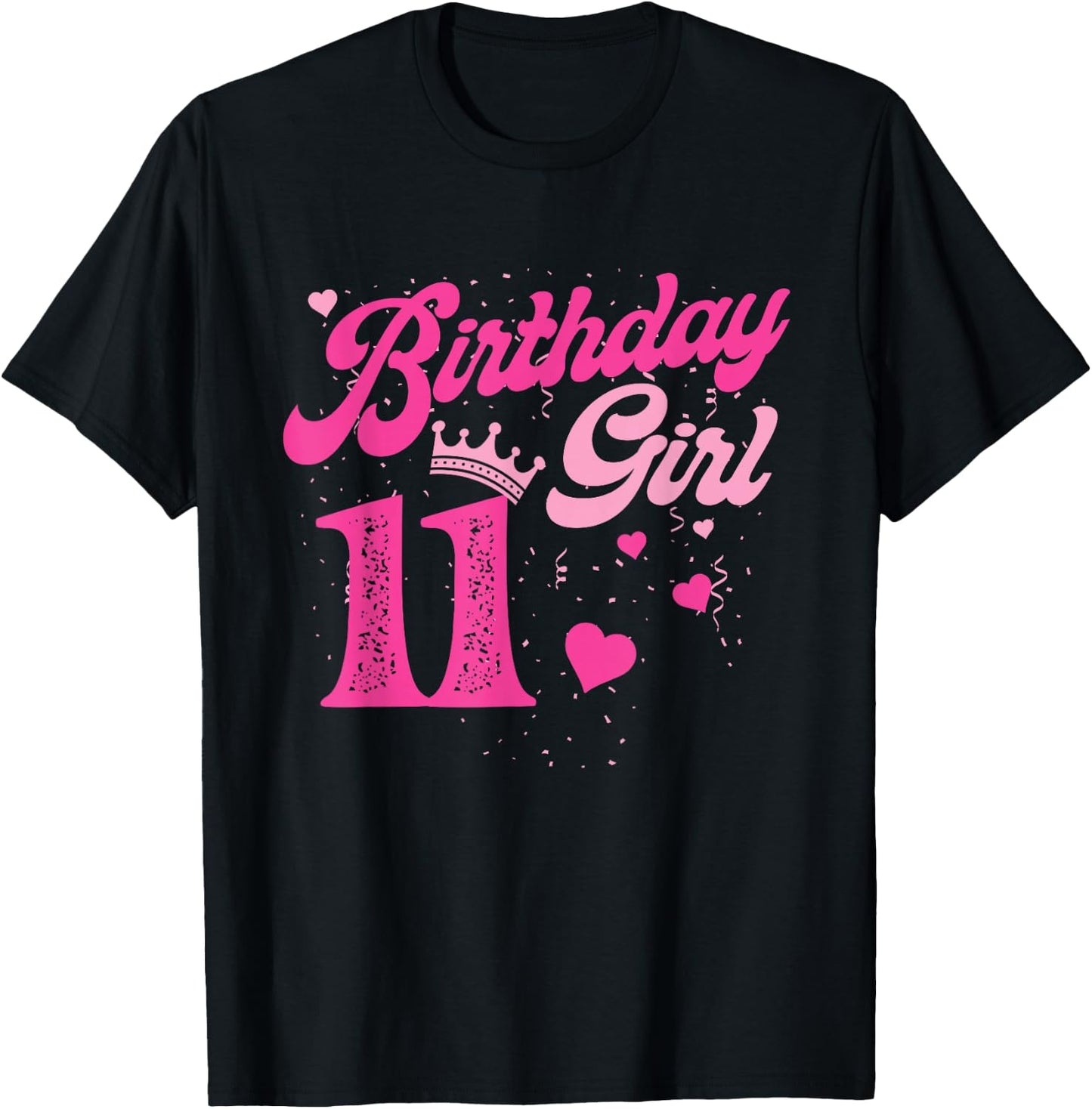 11th Birthday Girl Crown 11 Years Old Bday T-Shirt - T-Shirt | Black