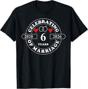 6th Wedding Anniversary 6 Years of Marriage Married Couple T-Shirt - T-Shirt | Black