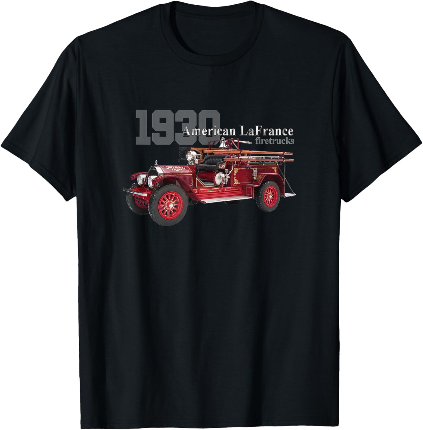Classic Trucks, Vintage Firetrucks, 1930 Firetruck, Firemen T-Shirt - T-Shirt | Black