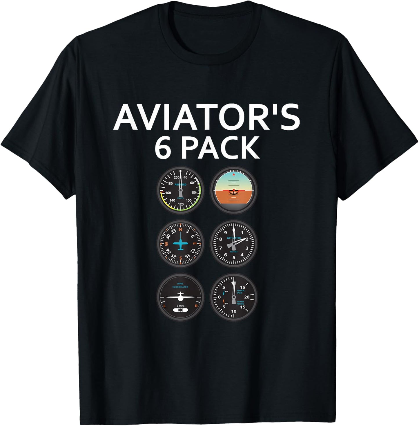 Aviator Pack of 6 : Pilot Novelty Humour T-Shirt - T-Shirt | Black