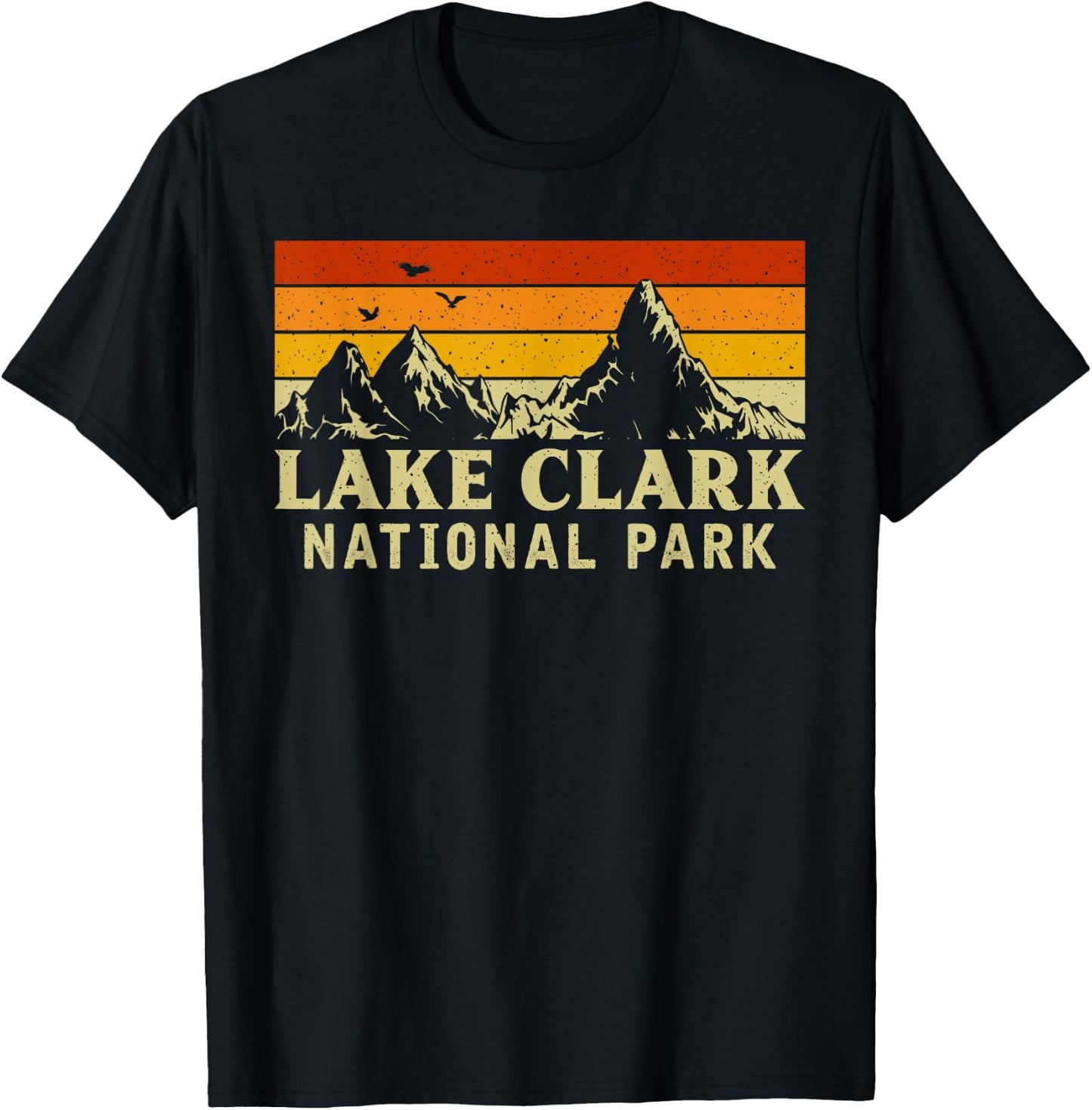Vintage Retro Mountain Graphics Lake Clark National Park T-Shirt - T-Shirt | Black