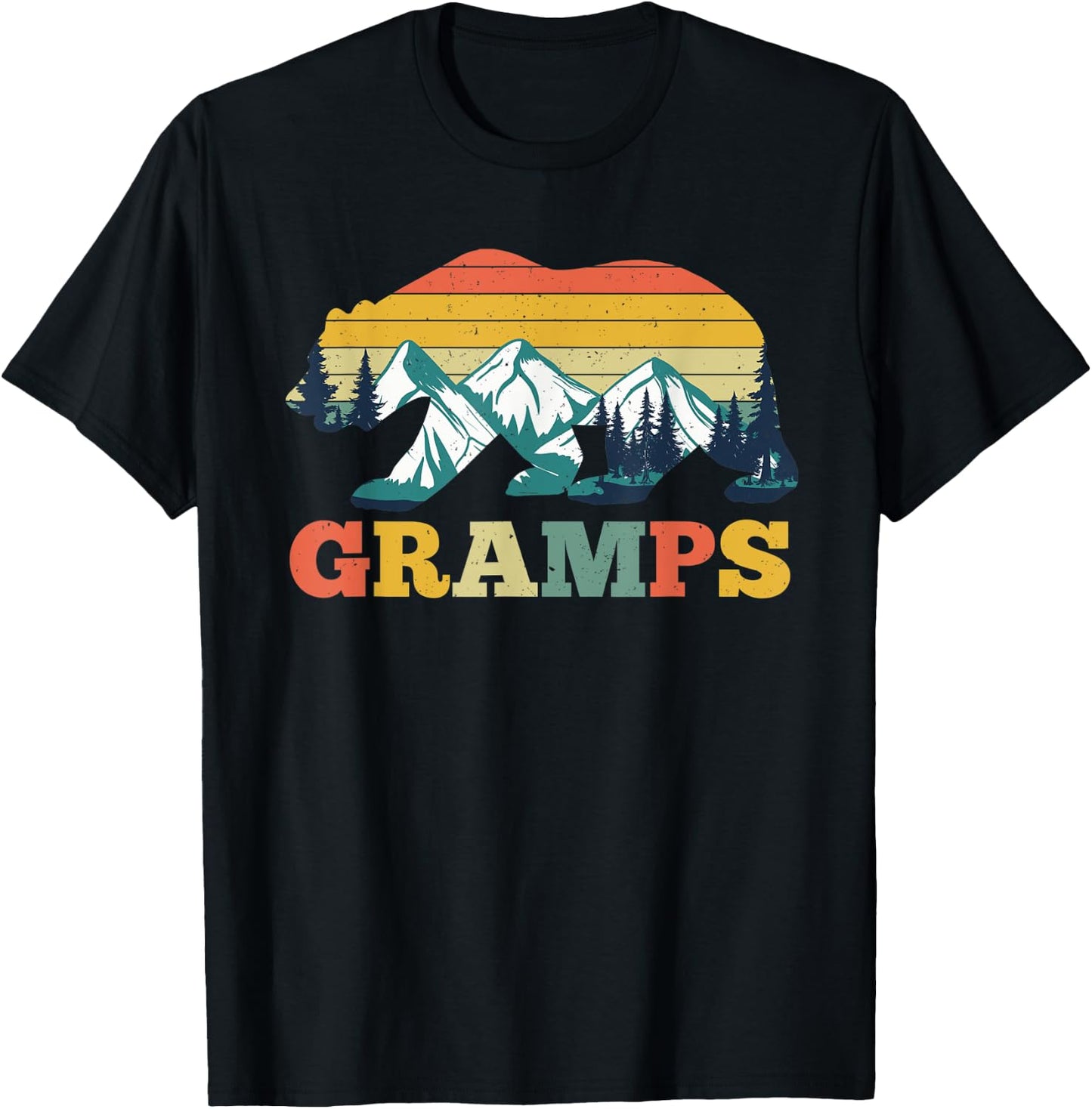 Vintage Gramps Bear Camper Camping Mountain Father's Day T-Shirt - T-Shirt | Black