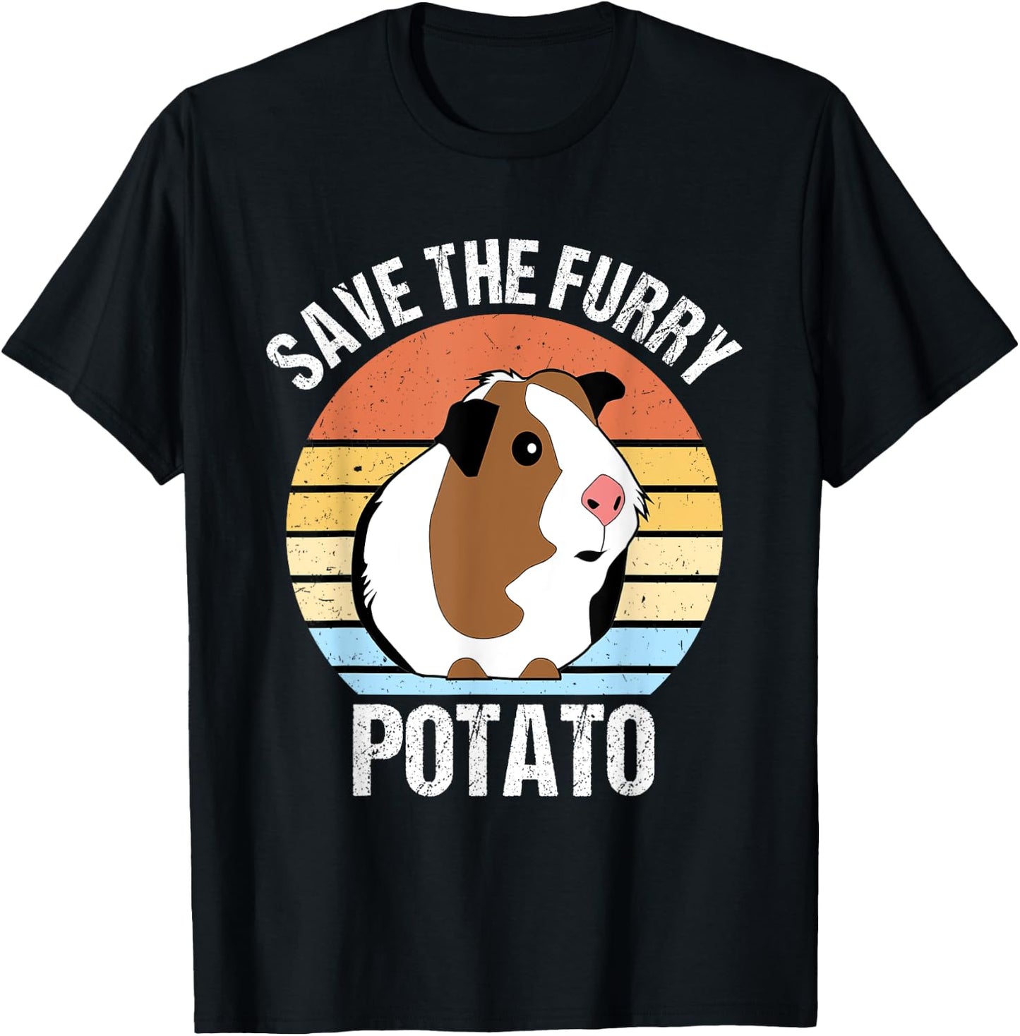 Save The Furry Potato Funny Guinea Pig T-Shirt - T-Shirt | Black