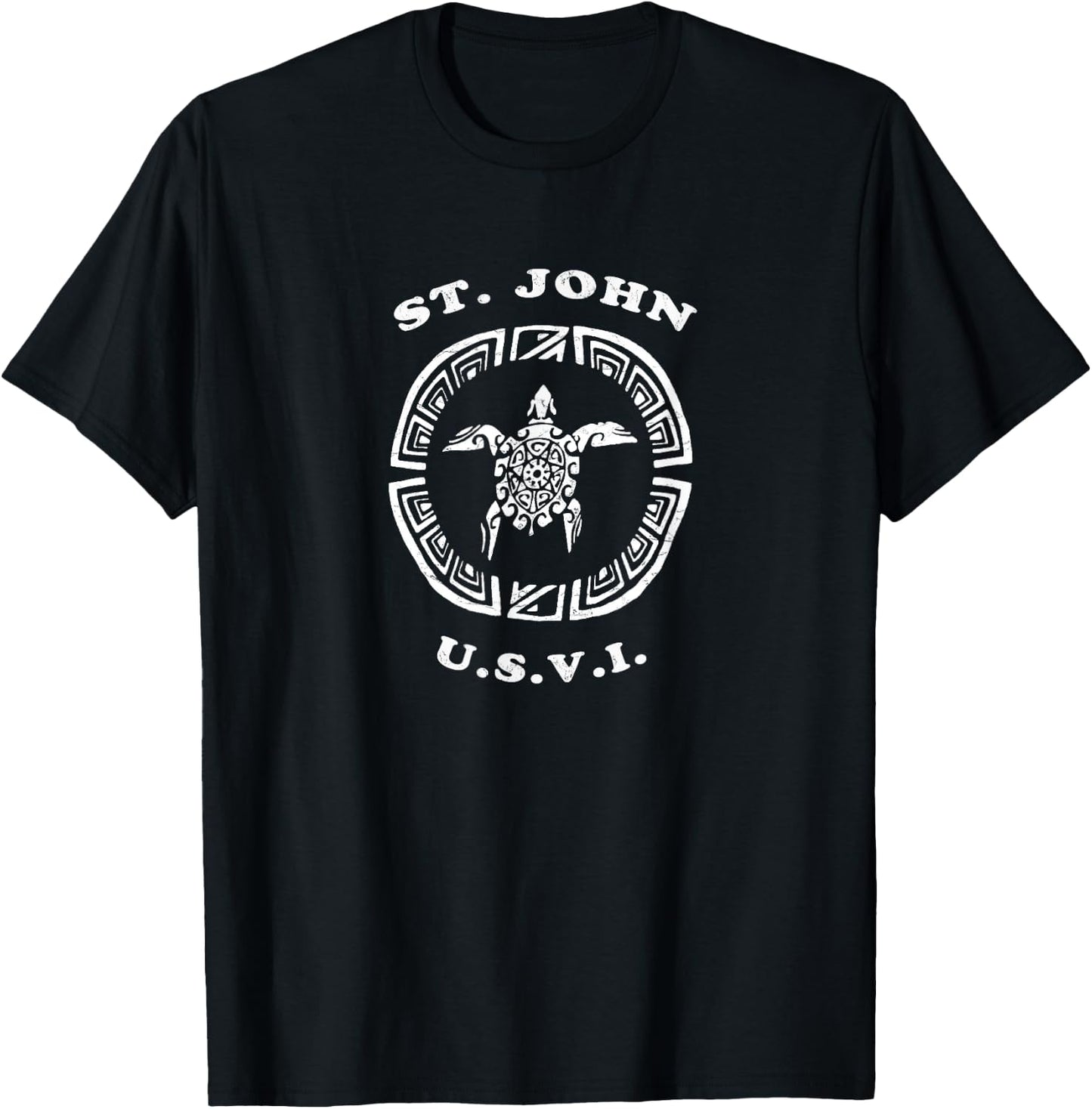 St. John USVI Retro Vintage Tribal Turtle Vacation Gift T-Shirt - T-Shirt | Black
