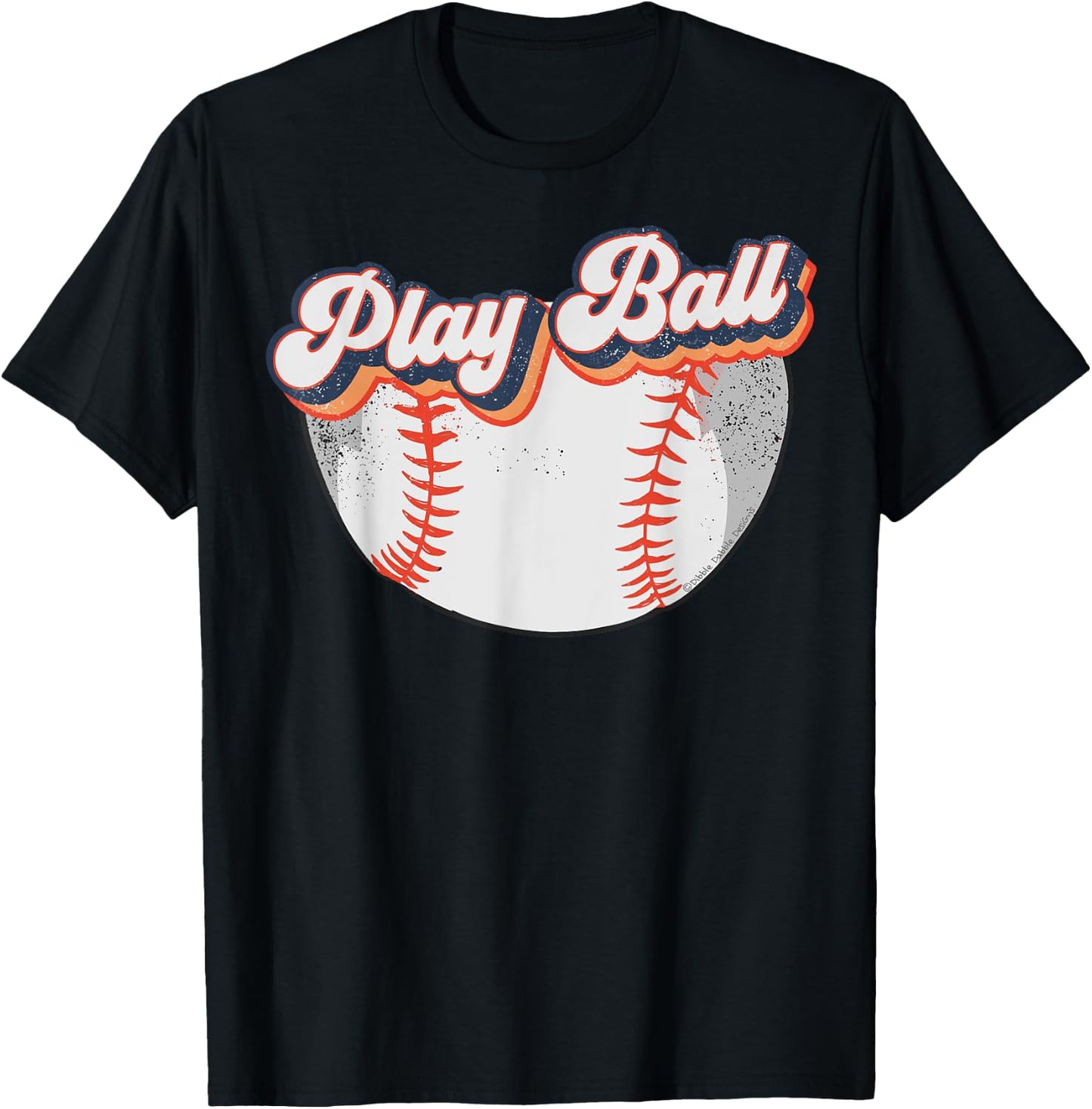 Retro Style PLAY BALL Softball Baseball T-Shirt - T-Shirt | Black