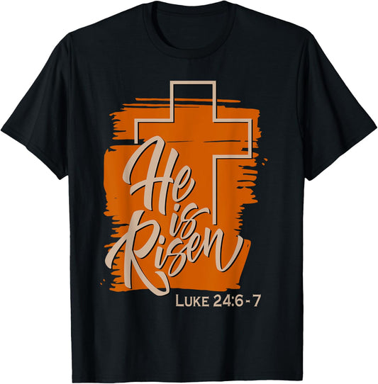 He Is Risen Luke 24 6 7 Brush Vintage T-Shirt - T-Shirt | Black