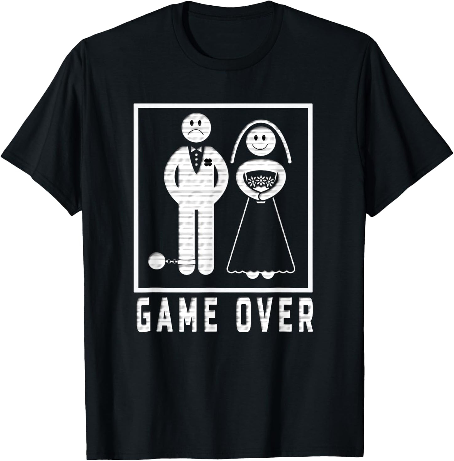 Game Over Wedded Funny Bachelor's Wedding Men & Women T-Shirt - T-Shirt | Black