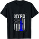 NYPD New York Police Department Statue Of Liberty Distressed V-Neck T-Shirt - T-Shirt | Black