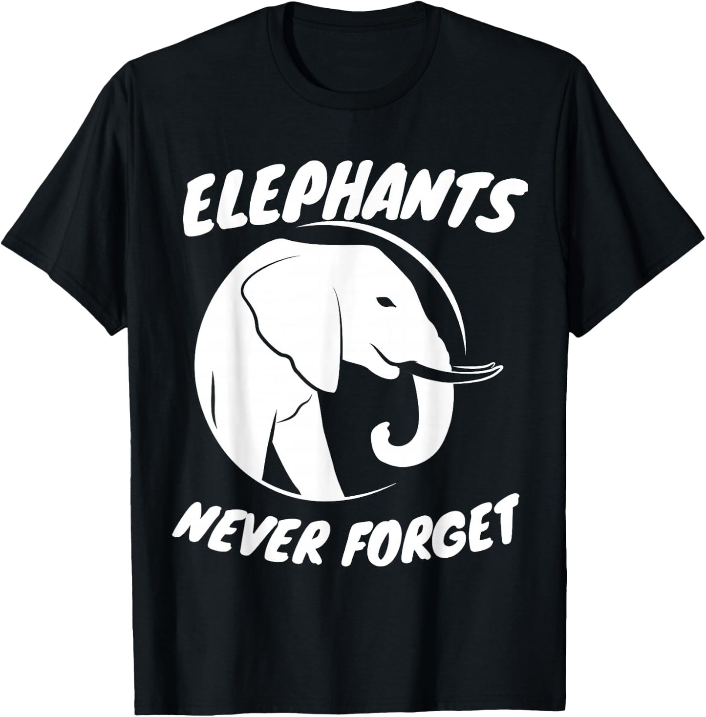 Cool Elephants Never Forget Elephant Silhouette Retro T-Shirt - T-Shirt | Black