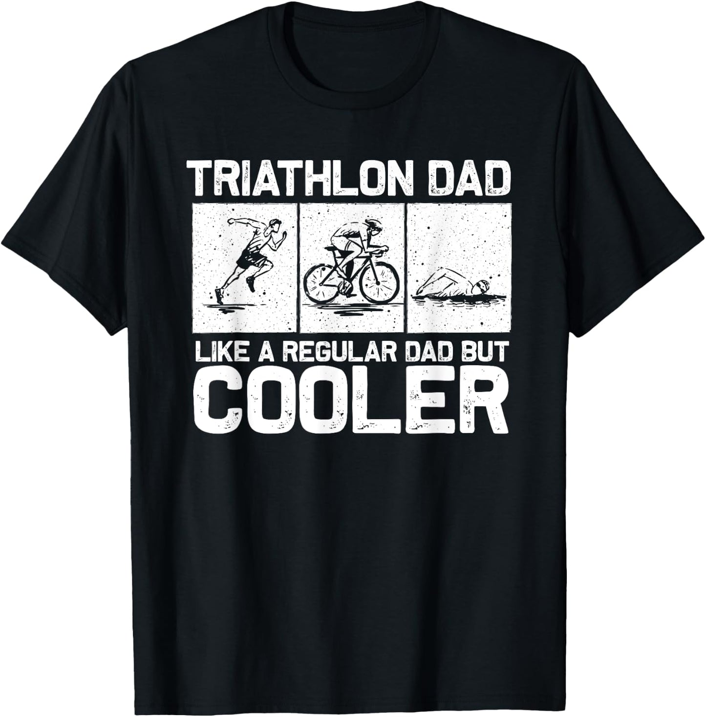 Funny Triathlon Design Dad Swim Bike Run Triathletes T-Shirt - T-Shirt | Black