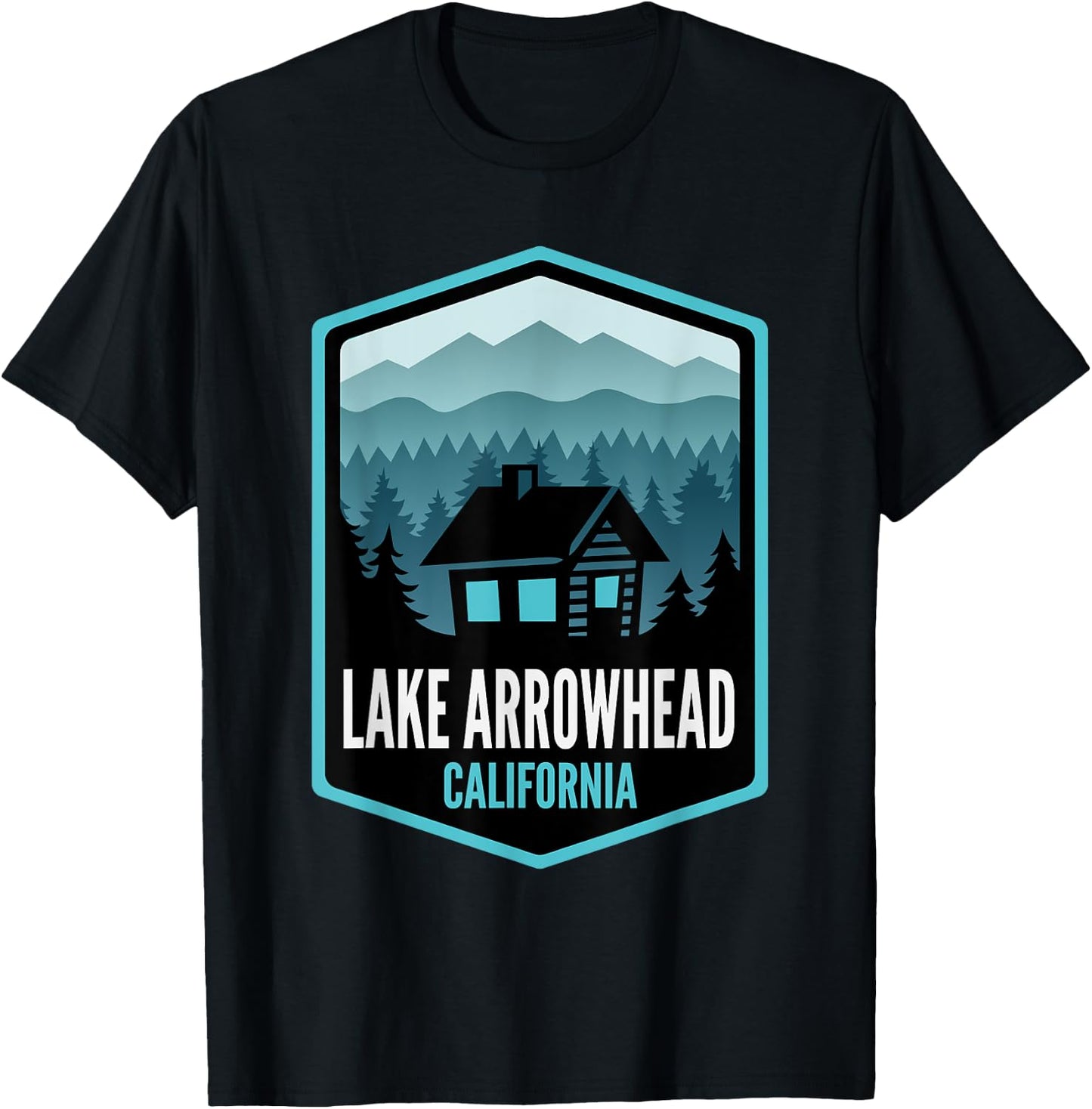 Lake Arrowhead California Mountain Town Cabin T-Shirt - T-Shirt | Black