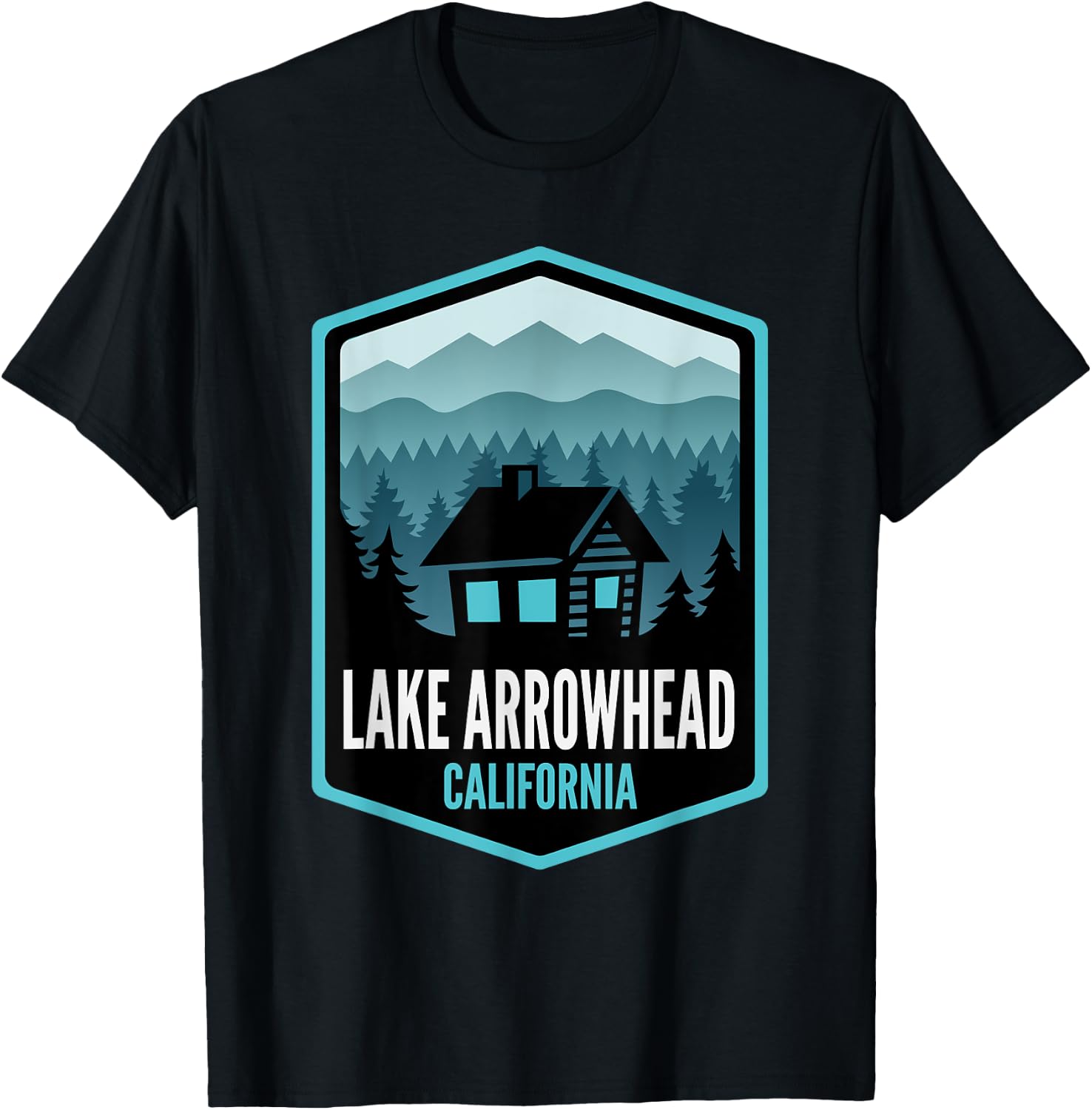 Lake Arrowhead California Mountain Town Cabin T-Shirt - T-Shirt | Black