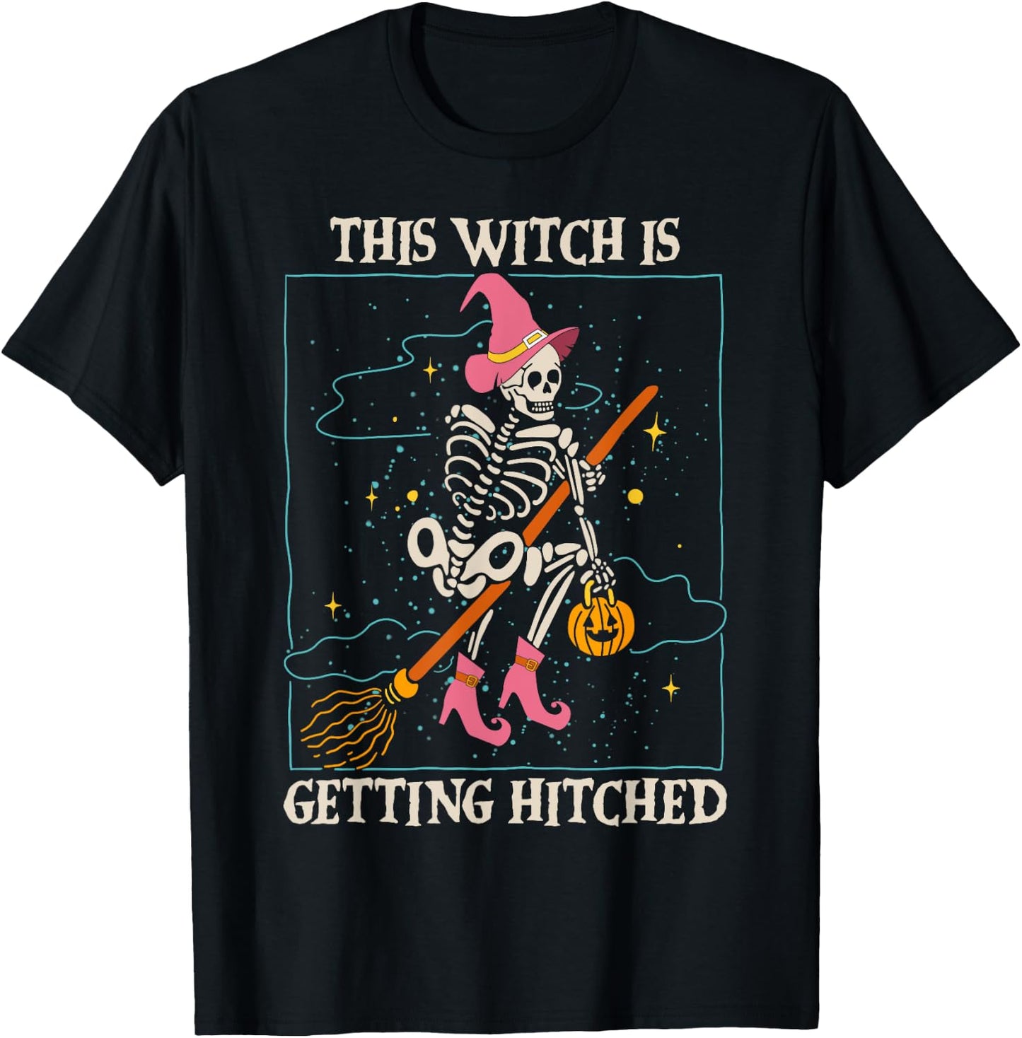 This Witch is Getting Hitched Bachelorette Halloween T-Shirt - T-Shirt | Black