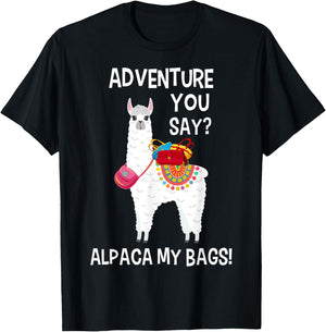 Adventure You Say Alpaca My Bags Watercolor Men Women Kids T-Shirt - T-Shirt | Black