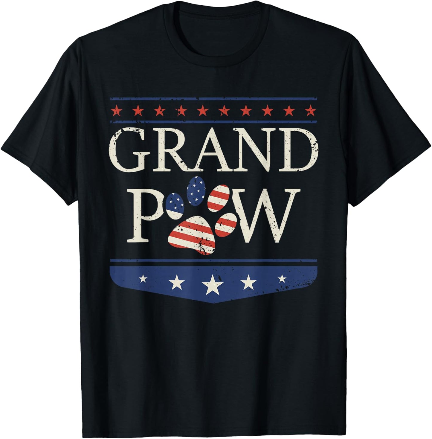 Grandpaw - Dog Grandpa Father's Day Grandkids Patriotic T-Shirt - T-Shirt | Black