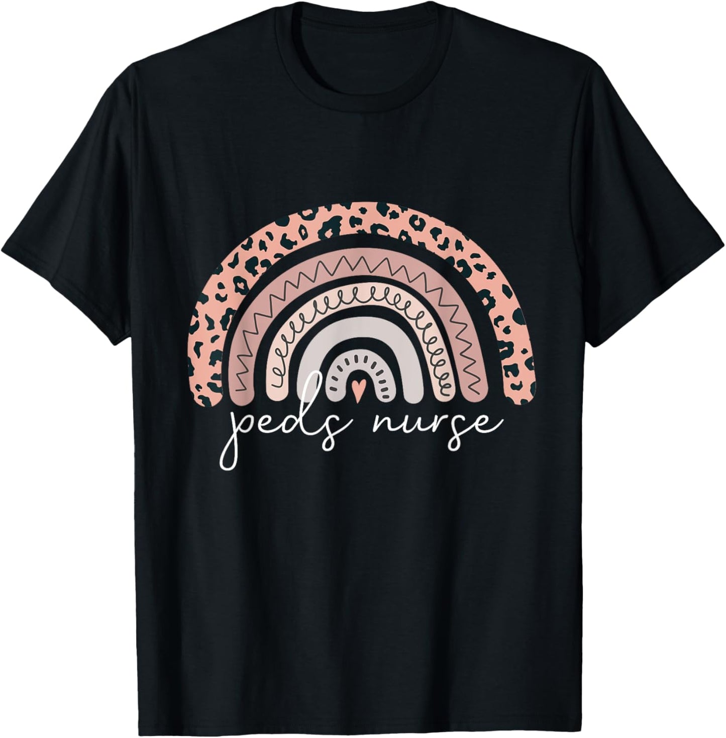 Pediatric Nurse PEDS RN Pediatrician Leopard Rainbow Nursing T-Shirt - T-Shirt | Black