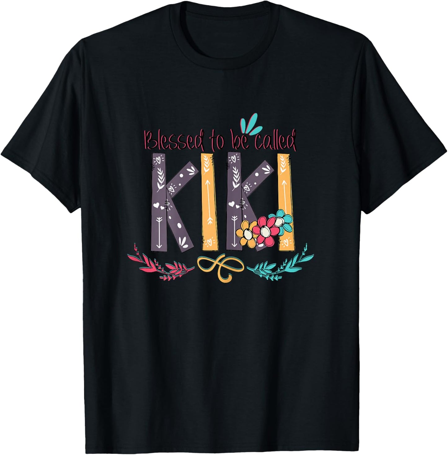 Blessed to be called Kiki Colorful Gifts Grandma T-Shirt - T-Shirt | Black