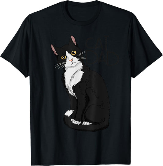 Tuxedo Cat Dad Gift Cat Dad Tuxedo Cat Dad T-Shirt - T-Shirt | Black