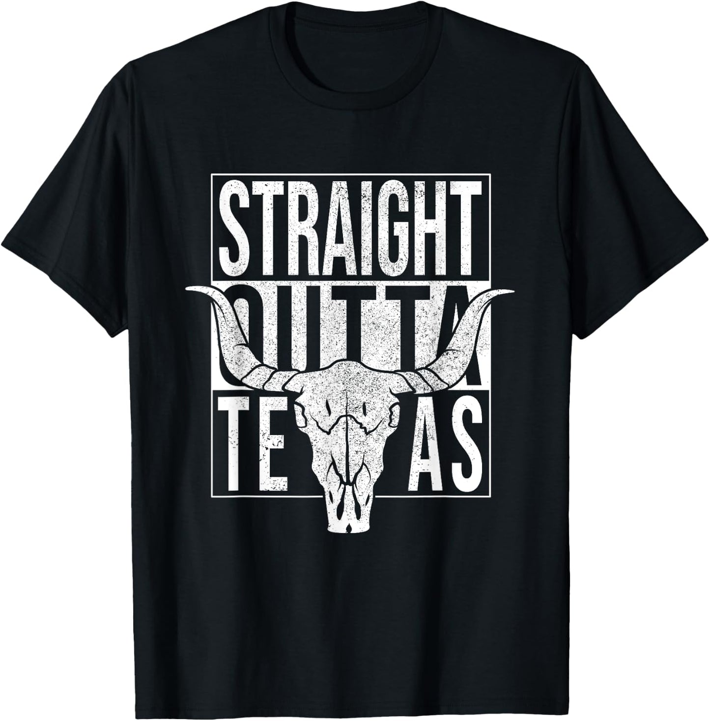 Straight Outta Texas Longhorn Cowboy and Rodeo T-Shirt - T-Shirt | Black