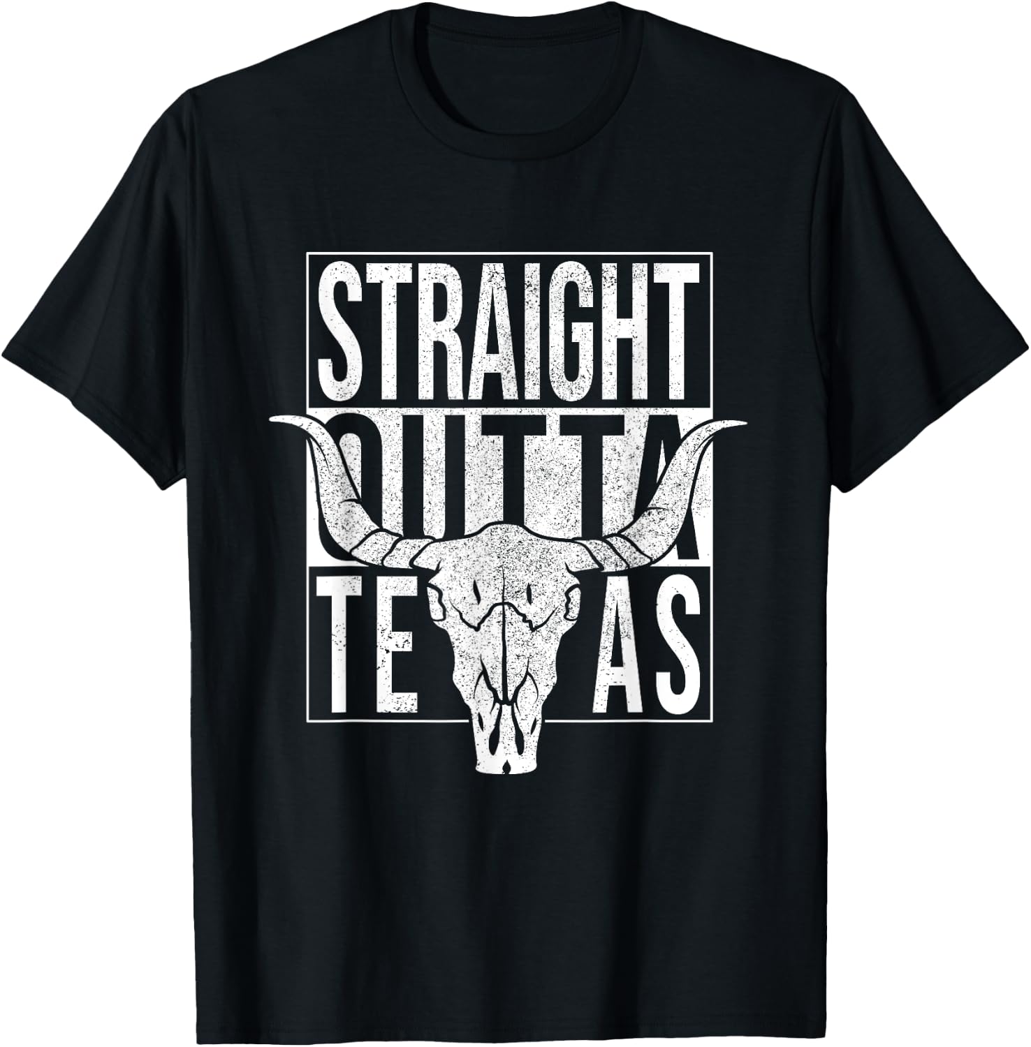 Straight Outta Texas Longhorn Cowboy and Rodeo T-Shirt - T-Shirt | Black