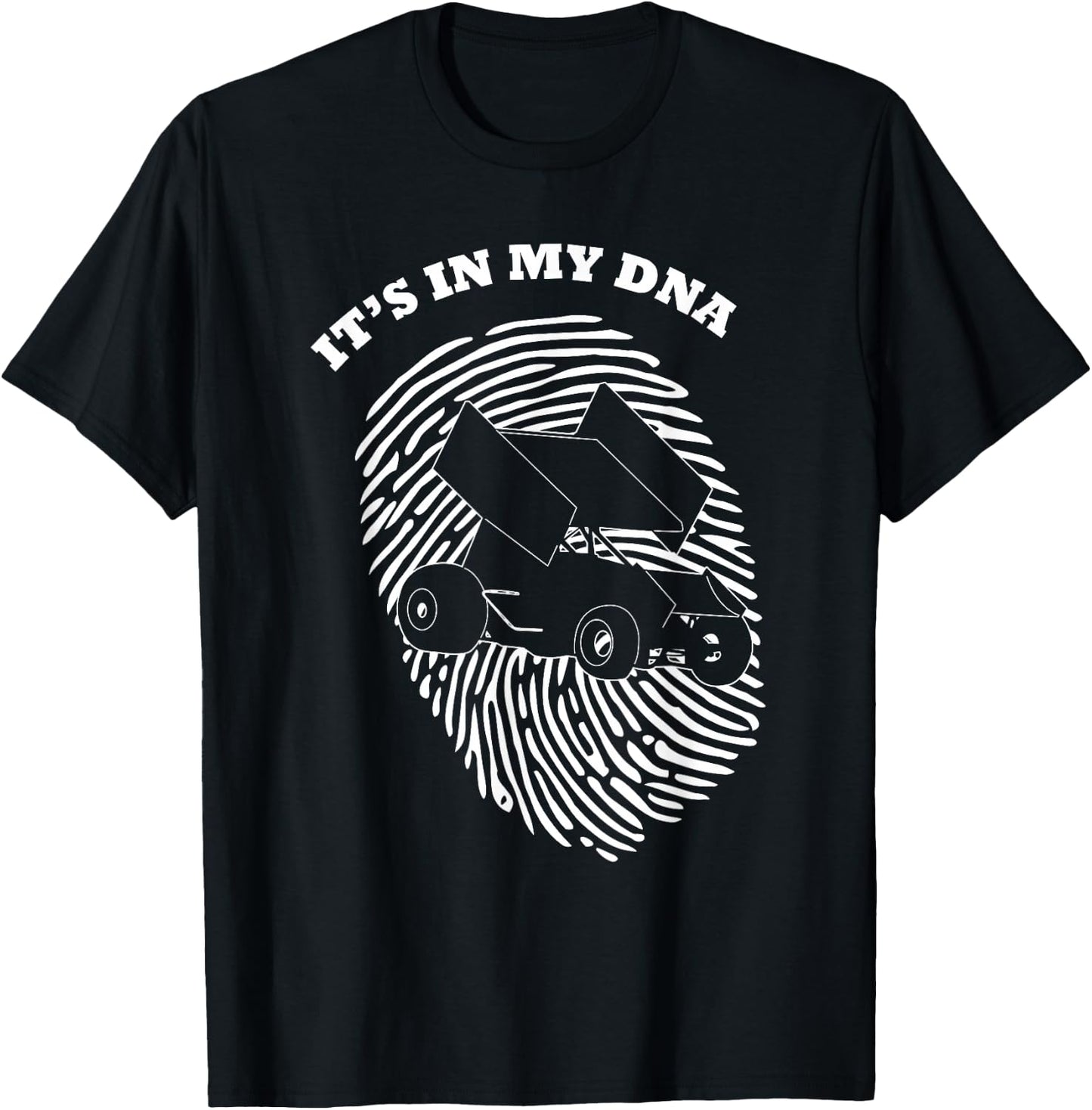 It's In My DNA Sprint Car Racing Race Fingerprint Fans Retro T-Shirt - T-Shirt | Black