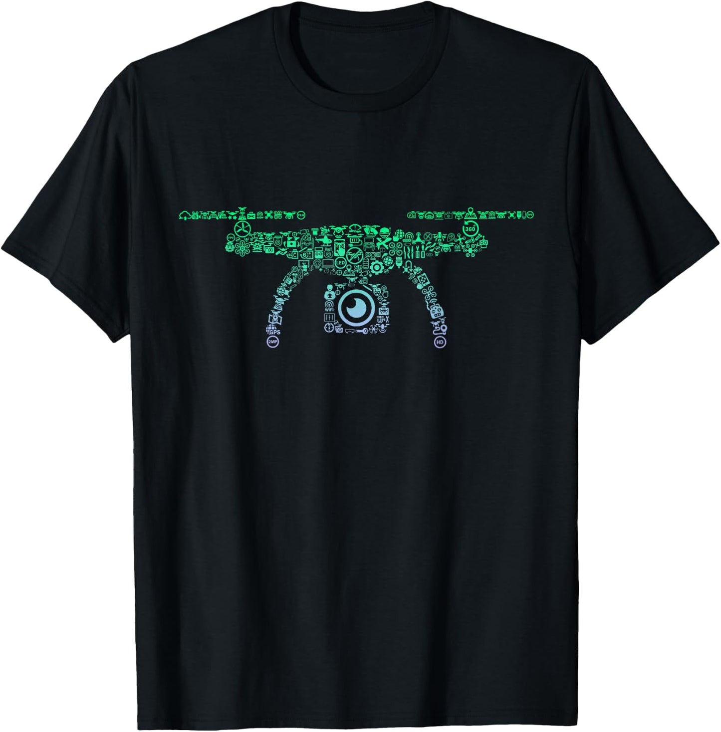 Drone Icon for Drone Pilot | Operator Boys Quadcopter T-Shirt - T-Shirt | Black
