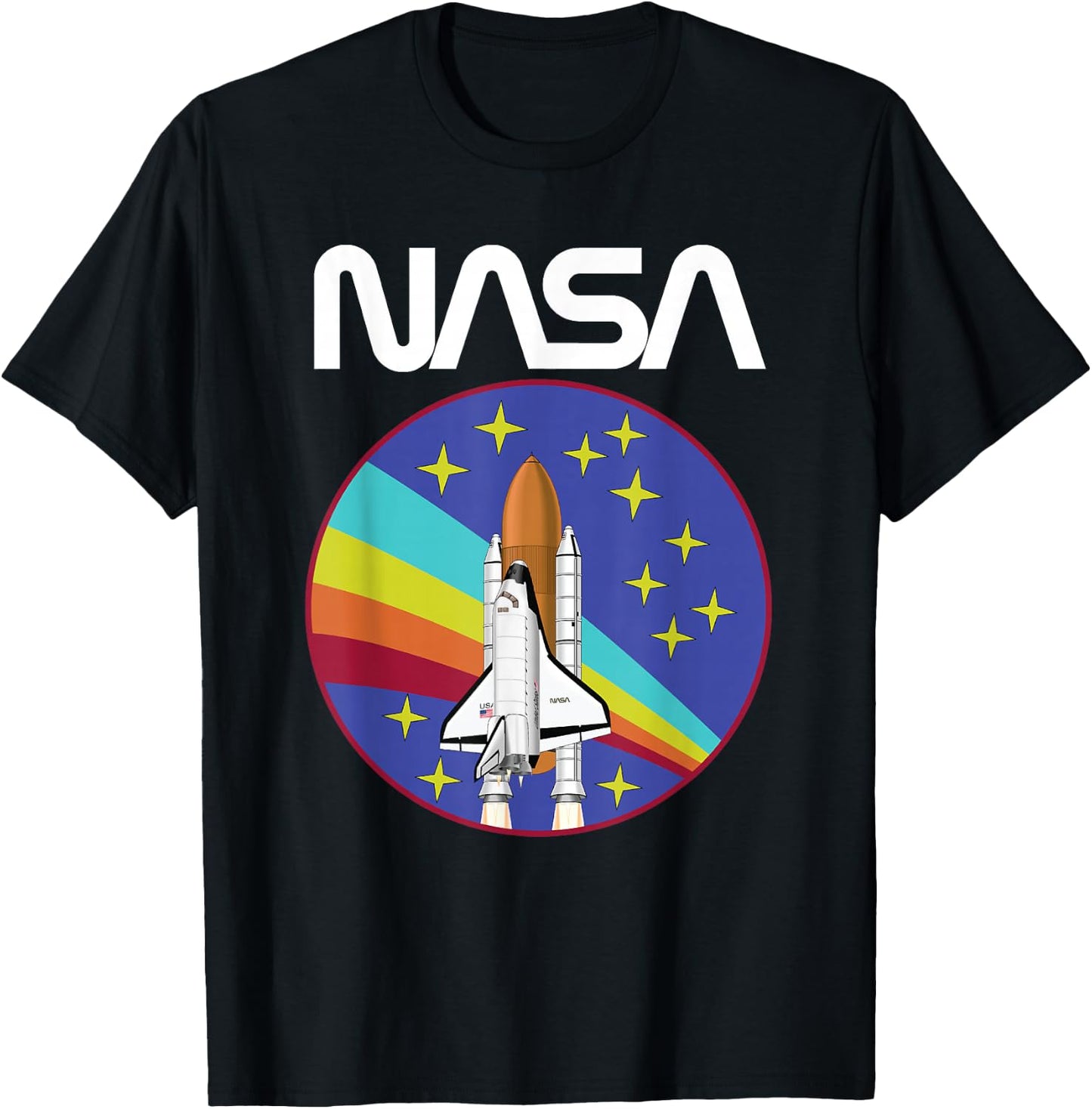 Retro NASA Space Shuttle Rainbow T-Shirt - T-Shirt | Black