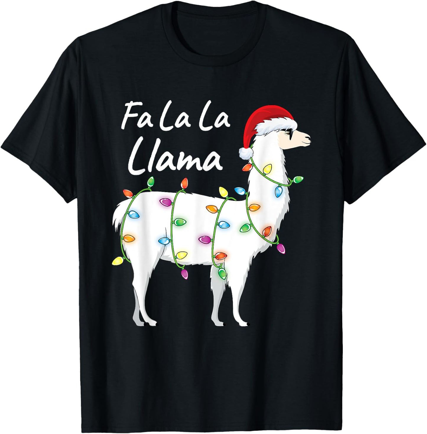 Fa La La Llama Christmas Shirt Kids Boys Girls Santa Llama T-Shirt - T-Shirt | Black