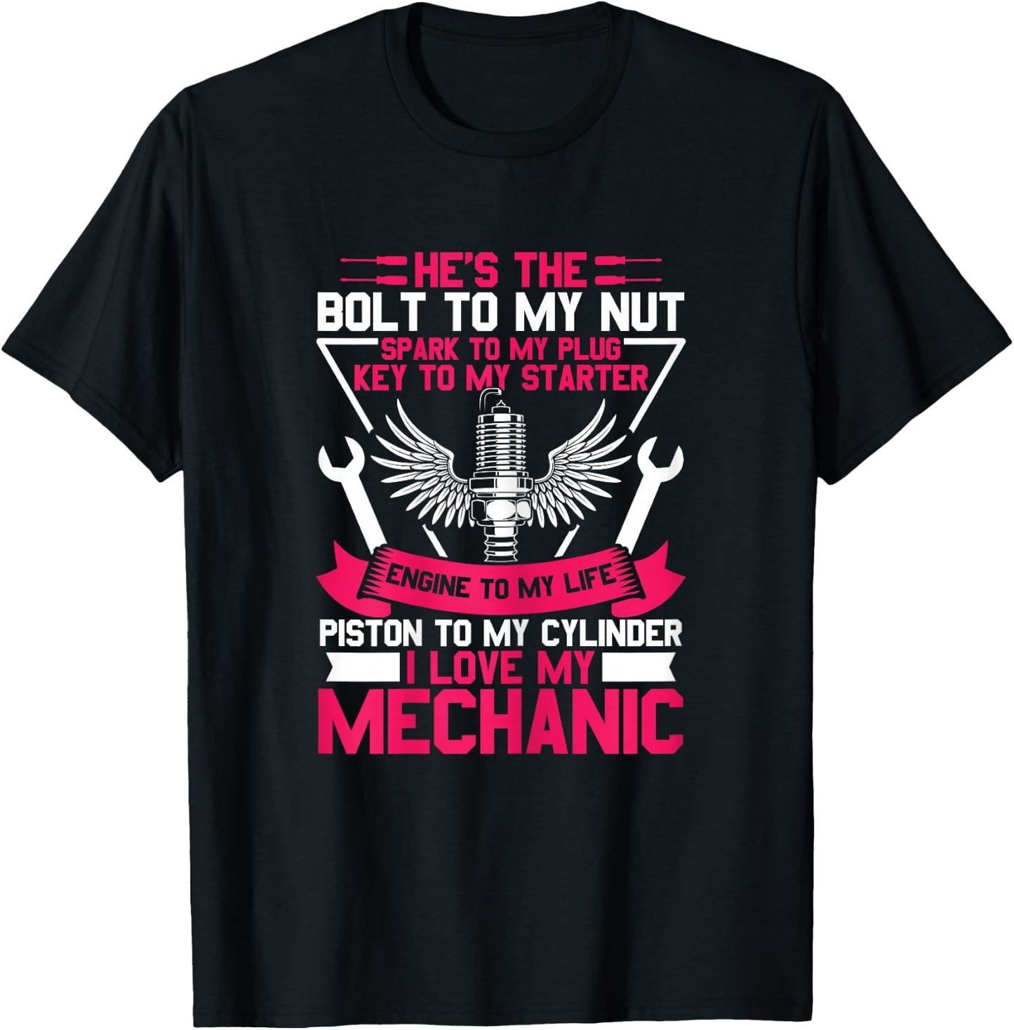 I Love My Mechanic wife Girlfriend T-Shirt - T-Shirt | Black