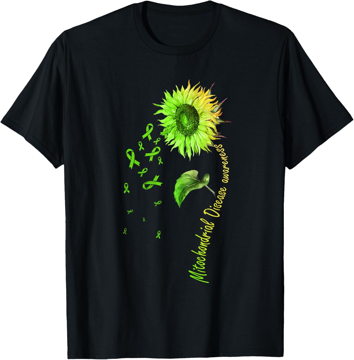 Mitochondrial Disease Awareness Sunflower T-Shirt - T-Shirt | Black