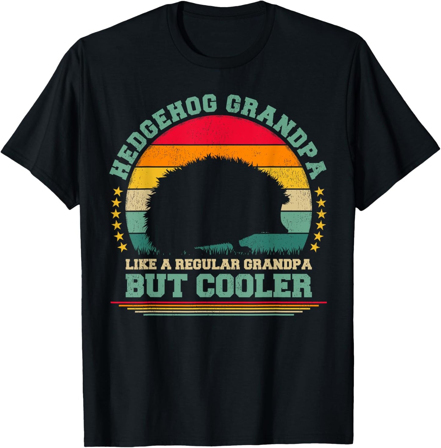 Hedgehog Lover Funny Vintage Hedgehog Grandpa Father's Day T-Shirt - T-Shirt | Black